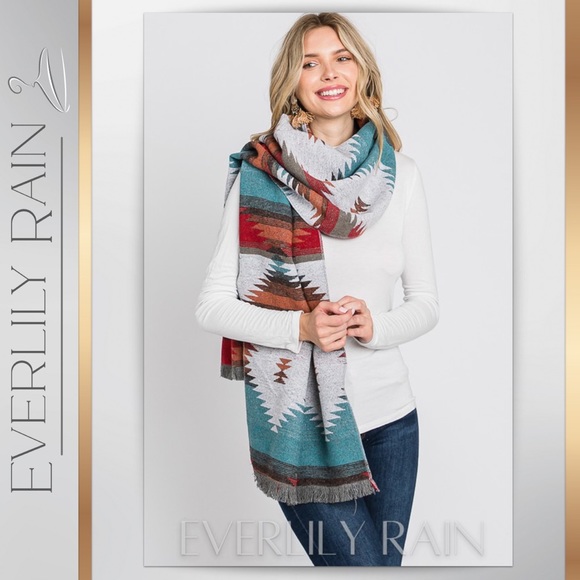 LAST ONE! Aztec Print Wide Long Scarf - Picture 7 of 12